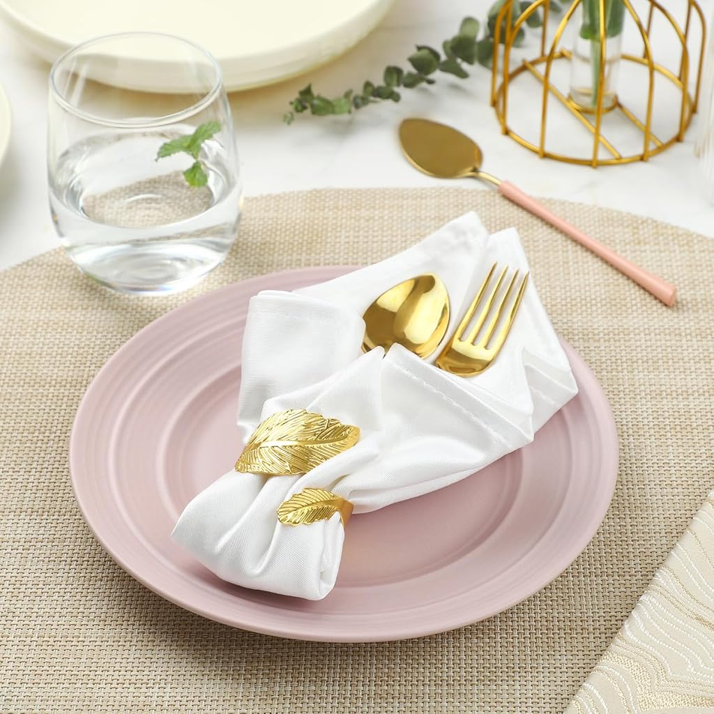 HASTHIP® 12 Pcs Gold Napkin Rings Shiny Metal Napkin Ring Study Leaf Shaped Table Decor for Christmas, Easter, Wedding, Party, Elegant Table Settings Gift Ideas HASTHIP® 12 Pcs Gold Napkin Rings Shiny Metal Napkin Ring Study Leaf Shaped Table Decor for Christmas, Easter, Wedding, Party, Elegant Table Settings Gift Ideas
